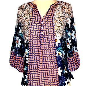 Anthropologie Fig and Flower floral daisy blouse